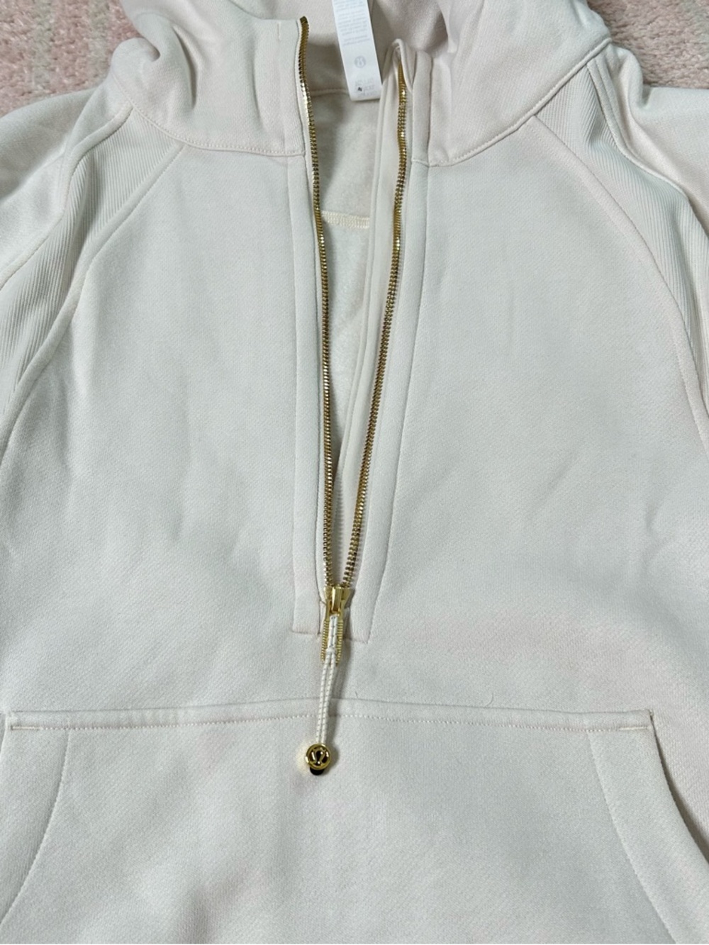 NWT Lululemon Scuba Oversized Half Zip Long Hoodie Size XL/XXL Ivory Gold - Picture 7 of 12